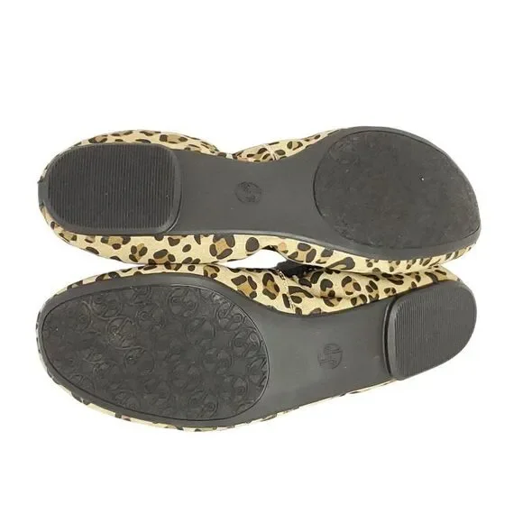 Lindsay Phillips Canvas Ballet Flats 9.5 Leopard Brown Black - Picture 5 of 5